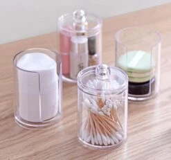 Without Lemon - Wattenstaafjes En Wattenschijfjes Houder - Dubbel Transparant Opberghouder - Opbergdoosje - Makeup Organizer - Open En Dichte Houder - Met Deksel - Stapelbaar -Cosmetische Kortingen Winkel 1200x1123 12