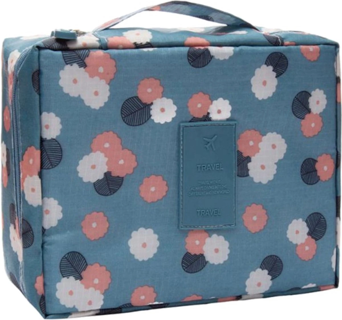 Fako Fashion® - Make Up Tasje Rechthoek - Cosmetica Organizer - Toilettas - 21x16x8cm - Bloemen Lichtblauw 3 Fako Fashion® - Make Up Tasje Rechthoek - Cosmetica Organizer - Toilettas - 21x16x8cm - Bloemen Lichtblauw