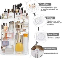 AMEITECH Make-uporganizer, Verstelbaar 360 Roterende Cosmetische Opslagcarrousel Draaiende Houder Opbergrek Met 5 Lagen Grote Capaciteit, Geweldig Voor Aanrecht Ijdelheid, Vierkant -Cosmetische Kortingen Winkel 1200x1129 12
