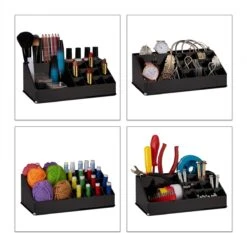 Relaxdays Cosmetica Organizer - Cosmeticahouder - Make Up Toren - Doorzichtig - 16 Vakken - Zwart -Cosmetische Kortingen Winkel 1200x1134 9