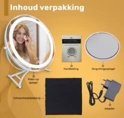 Great's® Make Up Spiegel Met LED Verlichting- ⌀ 40cm - Visagie Spiegel Rond - Extra Close Up Spiegeltje 10x - Wit -Cosmetische Kortingen Winkel 1200x1143 17