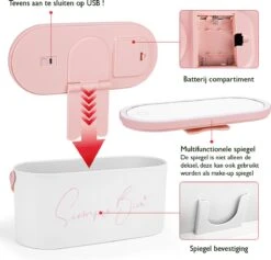 Beautycase Wit - LED-spiegel - Make Up - Make-up Org - Make-up Organizer Met Spiegel - Make-up Koffer - Beautycase - Multifunctioneel - Reisformaat -Cosmetische Kortingen Winkel 1200x1150 17