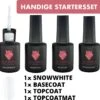 #SNOWWHITESERIE - Influence Gellac - Witte Gellak - Gellak Wit UV - UV Gellak - Gel Nagellak - Basecoat - Topcoat - Topcoatmat - No Wipe - Startersset - Kado Vrouw - Valentijns Cadeau - Kado Voor Haar - 4 X 10 Ml