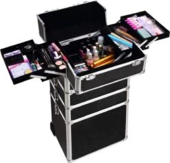 VDD Aluminium Visagie Kappers Koffer Trolley - Make-up Schmink Nagel Koffer Trolley - Zwart -Cosmetische Kortingen Winkel 1200x1157 20