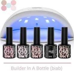 GUAPÀ® BIAB Builder Gel In A Bottle | BIAB Nagellak | Gelnagels Starterspakket | Nagellak | Gellak Pink | Builder Gel | 5 X 7 Ml BIAB Essentials Kit + Nagel Led Lamp