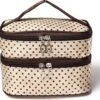 Polka Dot Make Up Tasje Met Spiegel - Opberg Etui / Cosmetica Organizer Reis Tas Case - Beige -Cosmetische Kortingen Winkel 1200x1158 38