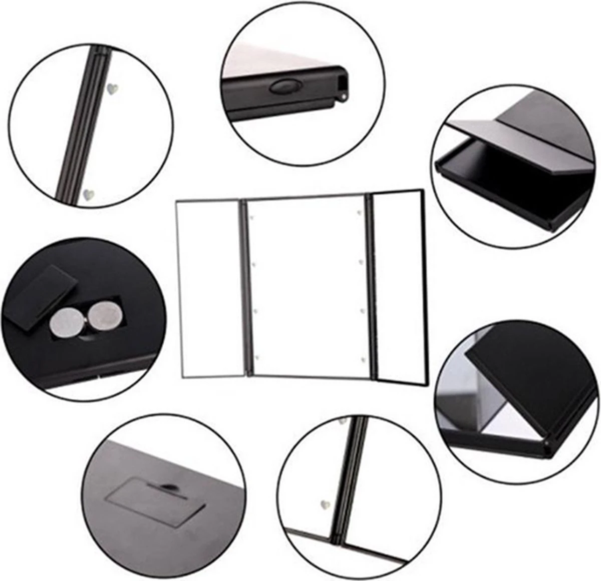 Spiegel Met LED Verlichting - Make-upspiegel - Zwart 6 Spiegel Met LED Verlichting - Make-upspiegel - Zwart - Afbeelding 4