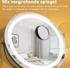 Great's® Make Up Spiegel Met LED Verlichting - ⌀ 40cm - Visagie Spiegel Rond - Extra Close Up Spiegeltje 10x - Zwart -Cosmetische Kortingen Winkel 1200x1162 11