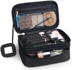 IBright Make-up Tasje Met Spiegel - 2 Lagen - Met Handige Vakjes - Cosmetica Organizer - Toilettas Maat M - Zwart 16 IBright Make-up Tasje Met Spiegel - 2 Lagen - Met Handige Vakjes - Cosmetica Organizer - Toilettas Maat M - Zwart -Cosmetische Kortingen Winkel 1200x1165 44