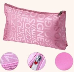 Make-up Tasje / Toilettasje / Organizer / Etui - Lila - Mat Met Glanzende Woorden SOIGNE - Met Rits - Waterafstotend - Afmeting 18,5 X 10,5 X 2 Centimeter -Cosmetische Kortingen Winkel 1200x1165 45