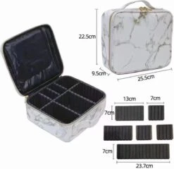 Beautycase Zwart Met Lijnen - Make-up - Cosmetica Case - Schmink - -Cosmetische Kortingen Winkel 1200x1166 17
