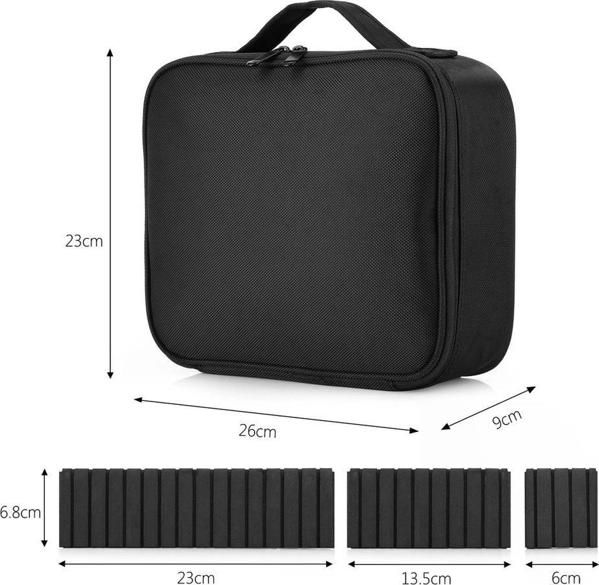 Cosmetica Koffer - Make-up Koffer Met Verstelbare Vakken - Visagie En Nagelstyliste Beauty Koffer - 26x23x9CM 6 Cosmetica Koffer - Make-up Koffer Met Verstelbare Vakken - Visagie En Nagelstyliste Beauty Koffer - 26x23x9CM - Afbeelding 4