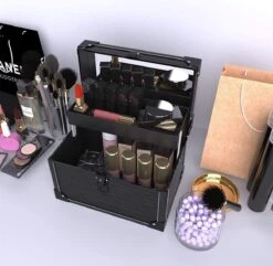 Make Up Koffer- Make Up Organizer- Beautycase -zwart -Make-upkoffer- Multifunctionele Koffer- Make-upkoffer- Sieradenkoffer- Kapperskoffer- Afneembare Schouderriem- Klassieke Zwarte Beautycase -Cosmetische Kortingen Winkel 1200x1171 19