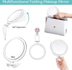 5 Inch, 20x Vergrotende Spiegel, Tweezijdige Spiegel, 20X/1x Vergroting, Opvouwbare Make-upspiegel Met Handheld/standaard, Gebruik Voor Make-up Toepassing, Pincet, En Mee-eter/smetverwijdering. (zilver) -Cosmetische Kortingen Winkel 1200x1176 20