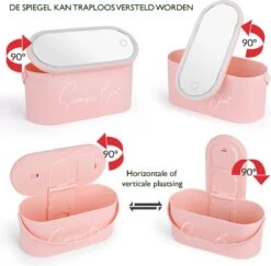 Beautycase Rose - LED-spiegel - Make Up - Make-up Org - Make-up Organizer Met Spiegel - Make-up Koffer - Beautycase - Multifunctioneel - Reisformaat -Cosmetische Kortingen Winkel 1200x1182 23