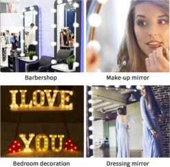 BOTC Hollywood Spiegellampen - 10 Led Spiegellampen Met 3 Lichtmodi En 10 Dimfunctie Voor Make-upspiegel - LUB90101 -Cosmetische Kortingen Winkel 1200x1182 28