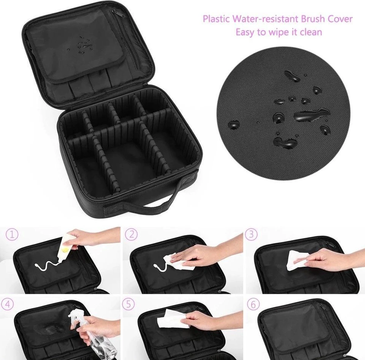 Cosmetica Koffer - Make-up Koffer Met Verstelbare Vakken - Visagie En Nagelstyliste Beauty Koffer - 26x23x9CM 18 Cosmetica Koffer - Make-up Koffer Met Verstelbare Vakken - Visagie En Nagelstyliste Beauty Koffer - 26x23x9CM - Afbeelding 16