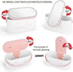 Beautycase Wit - LED-spiegel - Make Up - Make-up Org - Make-up Organizer Met Spiegel - Make-up Koffer - Beautycase - Multifunctioneel - Reisformaat -Cosmetische Kortingen Winkel 1200x1183 24