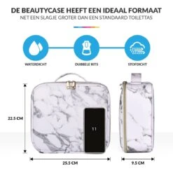 YONO Beautycase Marmer Design - Make Up Koffer Dames – Makeup Organizer – Tas Voor Cosmetica – Reis Toilettas – Wit -Cosmetische Kortingen Winkel 1200x1184 35