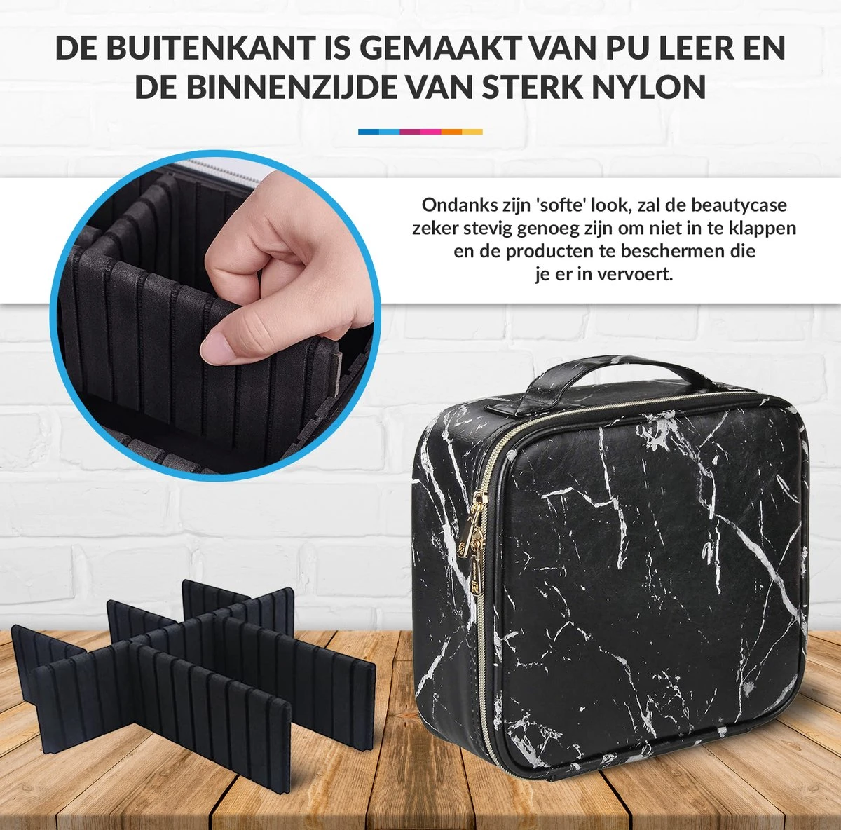 YONO Beautycase Marmer Design - Make Up Koffer Dames – Makeup Organizer – Tas Voor Cosmetica – Reis Toilettas – Zwart 8 YONO Beautycase Marmer Design - Make Up Koffer Dames – Makeup Organizer – Tas Voor Cosmetica – Reis Toilettas – Zwart - Afbeelding 6