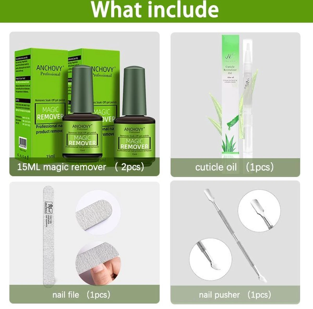 Magic Soak Off Nailpolish Remover - Magische Gellak Remover - 2 X 15 Ml!!! - Inclusief Nagelvijl, Bokkepootje En Olie - Nagellak Verwijderaar - Gellak Remover - 5 Magic Soak Off Nailpolish Remover - Magische Gellak Remover - 2 X 15 Ml!!! - Inclusief Nagelvijl, Bokkepootje En Olie - Nagellak Verwijderaar - Gellak Remover - - Afbeelding 3
