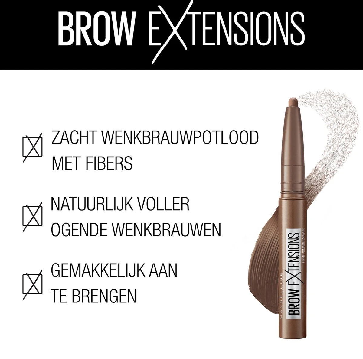 Maybelline Brow Extensions - 04 Medium Brown - Bruin Wenkbrauwpotlood - 10,5 Gr. 12 Maybelline Brow Extensions - 04 Medium Brown - Bruin Wenkbrauwpotlood - 10,5 Gr. - Afbeelding 10