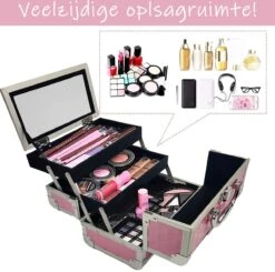 Make Up Koffer Meisjes En Dames Roze - Make Up Organizer Met Spiegel - Cosmetica Koffer - Beautycase Koffer -Cosmetische Kortingen Winkel 1200x1188 31