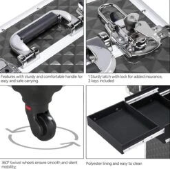 Monkey's Aluminium Kapperskoffer - Zwart - Beauty Case - Cosmeticakoffer - Make-upkoffer - Trolley - 360 Graden Wielen - 34 X 24 X 55.5 Cm -Cosmetische Kortingen Winkel 1200x1190 28