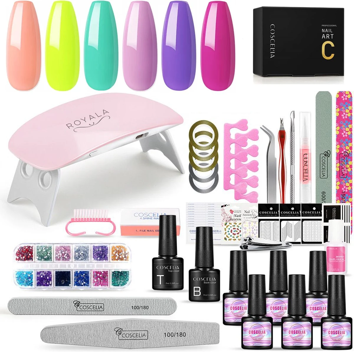 Royala H - Gellak Starterspakket + Inclusief Portable UV LED Lamp + Met 6 Verschillende Gellak Kleuren - Gellak Lamp – Topcoat - Basecoat - Alle Benodigdheden In Eén 3 Royala H - Gellak Starterspakket + Inclusief Portable UV LED Lamp + Met 6 Verschillende Gellak Kleuren - Gellak Lamp – Topcoat - Basecoat - Alle Benodigdheden In Eén