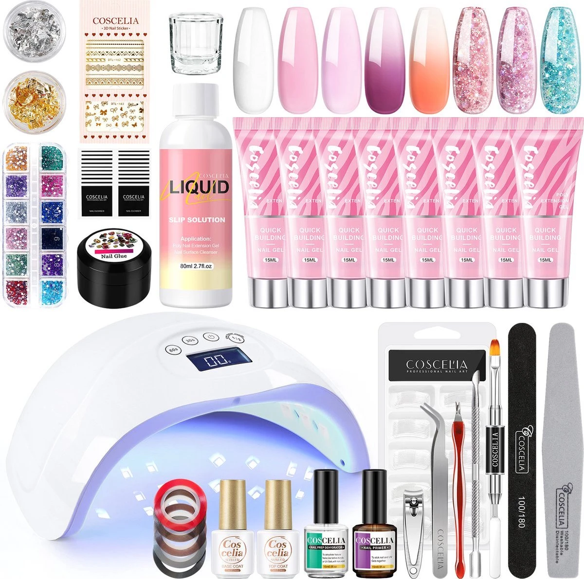 Polygel- Polygel Kit- Polygel Nagels- Polygel Starter Set - RH0594: Thin Nail File 1 Grey Nail File 1 48W White Nail Dryer Helmet Lamp 220V 1 Curved Tweezers 1 Glass Cup 1 Cuticle Fork 1 Cuticle Pusher 1 Nail Cutter 1 Dual End Nail Brush 1 8G Nail Gl 7 Polygel- Polygel Kit- Polygel Nagels- Polygel Starter Set - RH0594: Thin Nail File 1 Grey Nail File 1 48W White Nail Dryer Helmet Lamp 220V 1 Curved Tweezers 1 Glass Cup 1 Cuticle Fork 1 Cuticle Pusher 1 Nail Cutter 1 Dual End Nail Brush 1 8G Nail Gl - Afbeelding 5