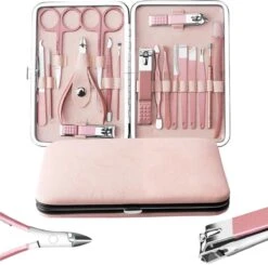 ⭐ATV PERFECTUM Luxe 18-delige - Manicure Set - Met Lederen Opbergetui - Manicureset - Nagelschaartje - Manicuresetje