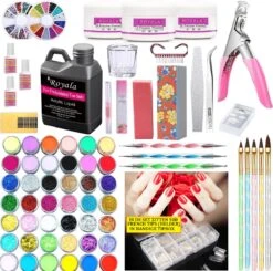 Royala Acrylnagels StarterSet - 500 Clear French Tips - Nagellijm - Nailart - 3 Colors Acryl Poeders - StarterSet - Nepnagels - Manicure Set Voor Nail Art Kit - Nagel Decoratie - Acryl Poeders - Acryl Vloeistof- Monomer