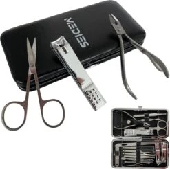 Medies - Luxe Manicureset 16 Delig Met Lederen Luxe Etui | Pedicure Set | Manicure Etui | Manicure Sets | Pedicure Sets | Nagelverzorging | Nagelknippers | Comedonlepels | Nagelvijl | Nagelriemknipper | Teennageltang | Nagelschaar | RVS -Cosmetische Kortingen Winkel 1200x1195 45