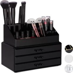 Relaxdays Make-up Organizer - Sieradendoosje - Cosmetica - Zwart -Cosmetische Kortingen Winkel 1200x1197 82