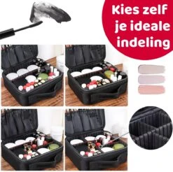 Mmoods Make-up Koffer – Make Up Tas Reizen – Makeup Organizer Verstelbaar -Beautycase Waterdicht – Make-up Tasje Voor Onderweg – Toilettas Voor Cosmetica Zwart -Cosmetische Kortingen Winkel 1200x1197 87