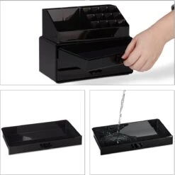 Relaxdays Make-up Organizer - Sieradendoosje - Cosmetica - Zwart -Cosmetische Kortingen Winkel 1200x1198 104