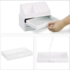 Relaxdays Make-up Organizer - Tweedelig - Cosmetica Opbergdoos - Wit -Cosmetische Kortingen Winkel 1200x1198 107