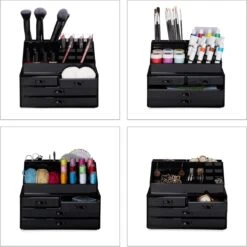 Relaxdays Make-up Organizer - Tweedelig - Cosmetica Opbergdoos - Transparant -Cosmetische Kortingen Winkel 1200x1198 90