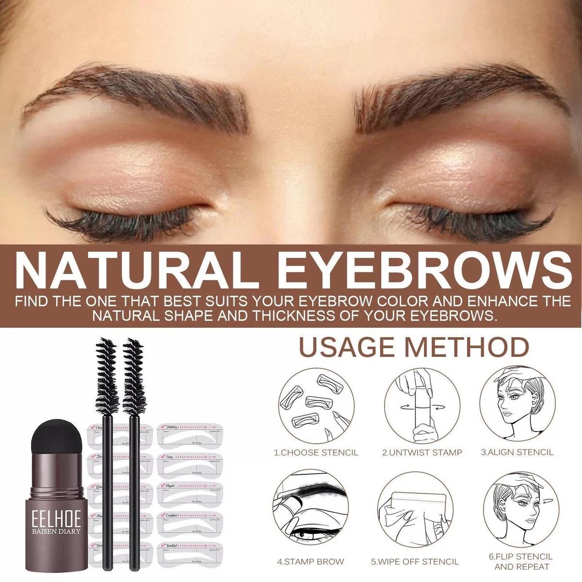 EverToys Wenkbrauw Stempel - Plus Poeder - Eye Brow Stamp - Kit - Trimmer - Potlood - Lash Lift - Stick - Potlood - Set - Bruin 8 EverToys Wenkbrauw Stempel - Plus Poeder - Eye Brow Stamp - Kit - Trimmer - Potlood - Lash Lift - Stick - Potlood - Set - Bruin - Afbeelding 6