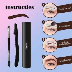 Basila® Duo Wenkbrauw Stempel Kit - Donker Bruin & Bruin - Watervast - Matte Poeder - Trimmer - 26 Stencils -Cosmetische Kortingen Winkel 1200x1200 1602