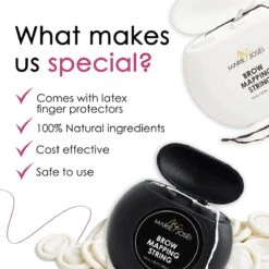 Marie-José & Co Brow Mapping String Set - Zwart & Witte Draad + 10 Vingerbeschermers - Perfect Wenkbrauwen Aftekenen Met Voorgekleurde Draad - Alternatief Voor Wenkbrauwsjablonen -Cosmetische Kortingen Winkel 1200x1200 1634