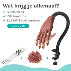 Oefenhand Voor Nagels Incl. 100 Nageltips + Acryl Penselen - Nagellak – Polygel – Acryl Nagels – Nail Art - Kunstnagels - Gelnagels – Nailtrainer -Cosmetische Kortingen Winkel 1200x1200 1704