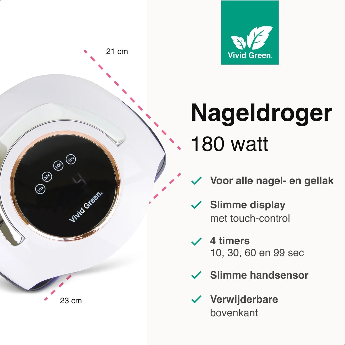 Vivid Green UV Lamp Gelnagels - Led Nagellamp - Gellak Nagel Lamp - Nageldroger - Naggellak Droger - Nagels - 180W 4 Vivid Green UV Lamp Gelnagels - Led Nagellamp - Gellak Nagel Lamp - Nageldroger - Naggellak Droger - Nagels - 180W - Afbeelding 2