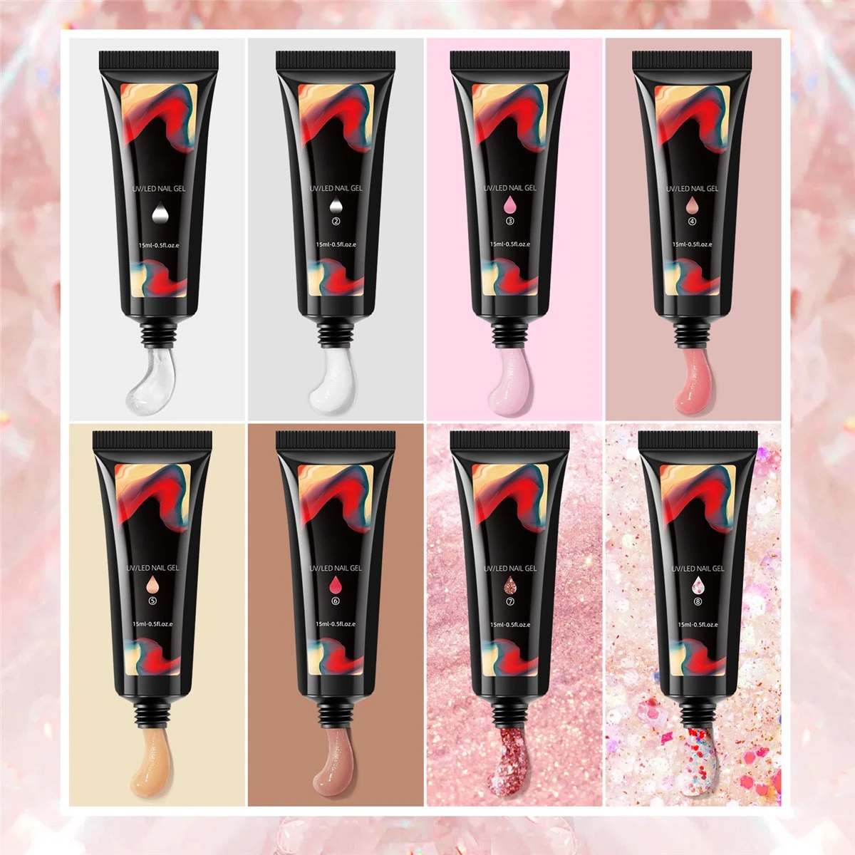 Merkloos Nepnagels - Polygel Set - Nagelverlengingsset - 8 Kleuren - Nagels Set - Temperatuurwisselgel - Lichtgevende Gel - Voor Beginners - Voor DIY Salon Art Nagels - Type A 6 Merkloos Nepnagels - Polygel Set - Nagelverlengingsset - 8 Kleuren - Nagels Set - Temperatuurwisselgel - Lichtgevende Gel - Voor Beginners - Voor DIY Salon Art Nagels - Type A - Afbeelding 4