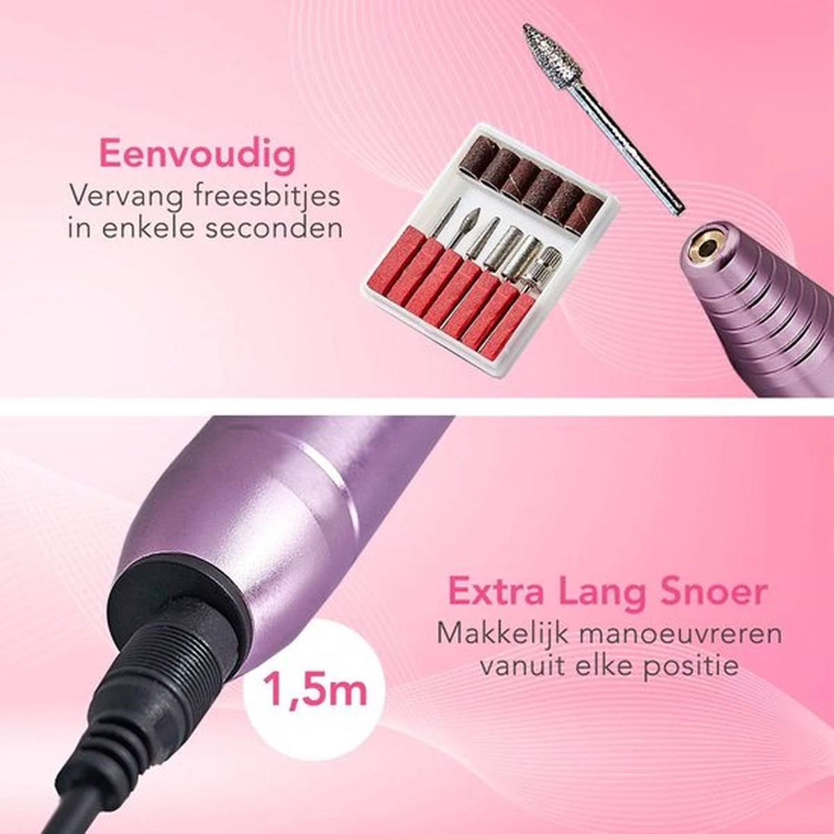 Zigla – Elektrische Nagelvijl - Nagelfrees- Manicure En Pedicure Set - 6 Schuurrolletjes - 11 Opzetstukken - Rosé/Goud - Vernieuwd 11 Zigla – Elektrische Nagelvijl - Nagelfrees- Manicure En Pedicure Set - 6 Schuurrolletjes - 11 Opzetstukken - Rosé/Goud - Vernieuwd - Afbeelding 9
