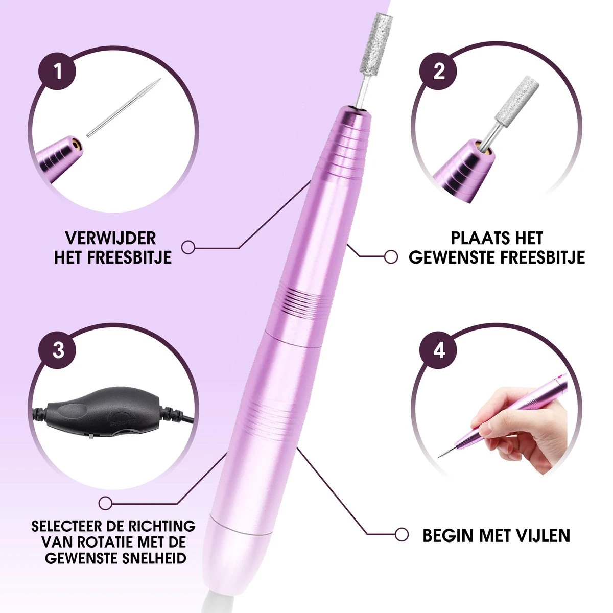 Merkloos La Liva Elektrische Nagelvijl - Nagelfrees - Inclusief Extra Schuurrolletjes Keramisch Bitje En Nagelborstel - Manicure Set - Gellak 4 Merkloos La Liva Elektrische Nagelvijl - Nagelfrees - Inclusief Extra Schuurrolletjes Keramisch Bitje En Nagelborstel - Manicure Set - Gellak - Afbeelding 2