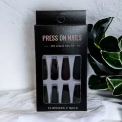 Merkloos Press On Nails - Nep Nagels – Zwart - Matte - Coffin - Manicure - Plak Nagels - Kunstnagels Nailart – Zelfklevend -Cosmetische Kortingen Winkel 1200x1200 2433