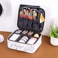 YONO Beautycase Marmer Design - Make Up Koffer Dames – Makeup Organizer – Tas Voor Cosmetica – Reis Toilettas – Wit -Cosmetische Kortingen Winkel 1200x1200 2602