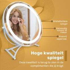 Great's® Make Up Spiegel Met LED Verlichting- ⌀ 40cm - Visagie Spiegel Rond - Extra Close Up Spiegeltje 10x - Wit -Cosmetische Kortingen Winkel 1200x1200 2777
