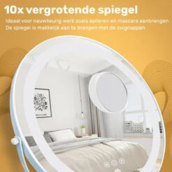 Great's® Make Up Spiegel Met LED Verlichting- ⌀ 40cm - Visagie Spiegel Rond - Extra Close Up Spiegeltje 10x - Wit -Cosmetische Kortingen Winkel 1200x1200 2780
